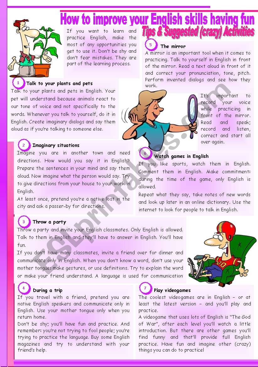 How to improve your English skills having fun â€“ Studentsâ€™ guide [Reading] (Tips and [crazy] Activities)